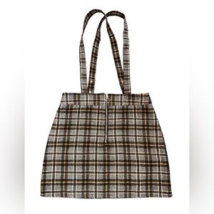 PLAID SUSPENDERS SKIRT